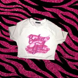 [SOLD]Airbrushed Baby Girl Crop Tee